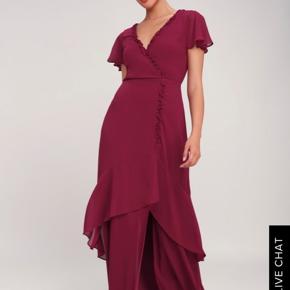 ❤️SOLD❤️Lulus Burgundy Dress - Picture 4 of 8